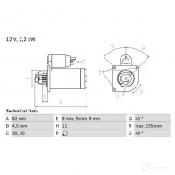 Стартер BOSCH RYEO4Y 25 55 0986025550 Opel Insignia (A) 1 Универсал Кантри 2.0 CDTi (47) 120 л.с. 2012 – 2017