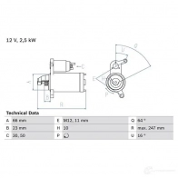 Стартер BOSCH 0986024040 Audi A4 (B8) 4 Седан 2.0 Tdi Quattro 143 л.с. 2008 – 2015 53F2QR4 2 404