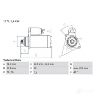 Стартер BOSCH 8QVZC Audi TT (8J3) 2 Купе 2.5 Rs Quattro 360 л.с. 2011 – 2014 2 584 0986025840