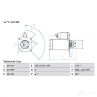 Стартер BOSCH 0986011830 1 183 330961 MJHUO4