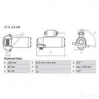 Стартер BOSCH Volkswagen Golf 4 (1J1) Хэтчбек 1.9 TDI 130 л.с. 2000 – 2005 0986025950 BI3BCT 25 95