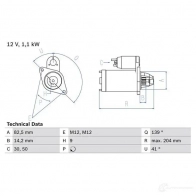 Стартер BOSCH 0986024070 7Z7MA1 24 07 Audi A6 (C6) 3 Универсал 2.0 Tfsi 170 л.с. 2005 – 2011