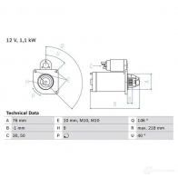Стартер BOSCH 0986018870 331450 188 7 1L2MXG