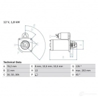 Стартер BOSCH 17 18 0986017180 Z7T6EFQ Bmw 3 (E36) 3 Седан 1.7 318 tds 90 л.с. 1995 – 1998