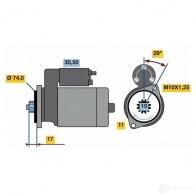Стартер BOSCH Toyota Yaris Verso (XP20) 1 Минивэн 1.4 D 4D (NLP20. NLP22) 75 л.с. 2001 – 2005 23 97 0986023970 258Y1NR