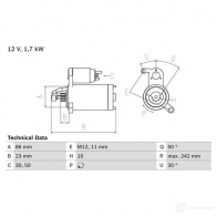 Стартер BOSCH QU304X 0986025240 25 24 Audi A6 (C7) 4 Седан 2.8 Fsi Quattro 204 л.с. 2010 – 2015