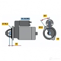 Стартер BOSCH 303183 0001108200 DW (R) 12V 1,4 KW NS7AES