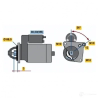 Стартер BOSCH 0001106023 Renault Trafic (JL, X83) 2 Автобус 1.9 dCI 100 (JL0C) 101 л.с. 2001 – 2025 C43EOG DW (R) 12V 0,9 kW