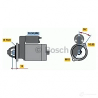 Стартер BOSCH 0001107038 1423135259 DW (R) 12V 1,1 KW QY4R1P