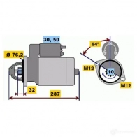 Стартер BOSCH DW (R) 12V 2,0 KW 0001109021 5XSJT Audi A6 (C5) 2 Универсал 2.5 Tdi 163 л.с. 2002 – 2005