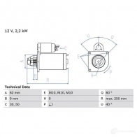Стартер BOSCH Chrysler Voyager 4 (RG, RS) 2001 – 2007 0986024390 2 439 S5MP7