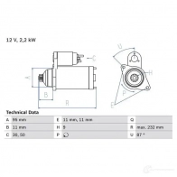 Стартер BOSCH 2NARGW 22 69 331684 0986022690