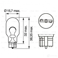 Лампа W16W 16 Вт 12 В BOSCH 350271 1987302205 12V 16W W16W PURE LIGHT Blister 2pcs - 1 987 301 049 - Изображение 2