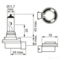 Лампа галогеновая H8 35 Вт 12 В BOSCH 12V 35W H8 ECO 350466 0BQFZWK 1987302805 - Изображение 4