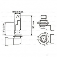 Лампа галогеновая HB3 60 Вт 12 В BOSCH 350221 12V 60W HB3 PURE LIGHT 1987302152 Blister 1pcs - 1 987 301 062 - Изображение 2
