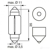 Лампа C5W SV8.5-8 5 Вт 12 В BOSCH 350040 10e 1987301060 12V 5W C5W LONGLIFE DAYTIME - Изображение 2