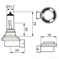 Лампа галогеновая H11 PGJ19-2 70 Вт 24 В