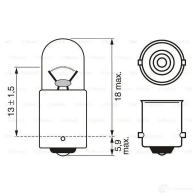 Лампа T2W 2 Вт 12 В BOSCH 1987302212 12V 2W PURE LIGHT VM9OC 350304 - Изображение 3
