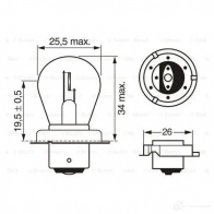 Лампа галогеновая S3 P26S 15 Вт 6 В BOSCH 1987302606 350441 6V 15W S3 PURE LIGHT 7Z67XB - Изображение 3