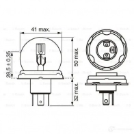 Лампа R2 50/55 Вт 24 В BOSCH R2 (P45t) 1987302421 350398 24V 55/50W R2 TRUCKLIGHT