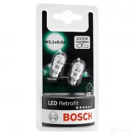 Лампа светодиодная W5W W2.1X9.5D 1 Вт 12 В 4000K BOSCH 1437245368 P CO3T 1987301506