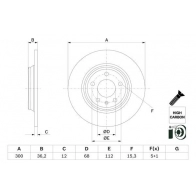 Тормозной диск BOSCH AD JMA Audi A4 (B9) 5 Седан 40 TDI 190 л.с. 2015 – 2024 0 986 479 E33