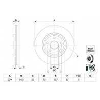 Тормозной диск BOSCH Jeep Grand Cherokee (WK, WK2) 4 Внедорожник 6.2 i V8 4x4 710 л.с. 2017 – 2025 0 986 479 F01 GC 9R6