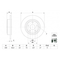 Тормозной диск BOSCH 0 986 479 F89 Jeep Grand Cherokee (WK, WK2) 4 Внедорожник 6.2 i V8 4x4 710 л.с. 2017 – 2025 DC7S A