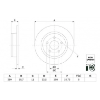 Тормозной диск BOSCH Ford Transit Connect 2 (C307) Фургон 1.5 EcoBlue 120 л.с. 2018 – 2025 IB4R ER 0 986 479 G71