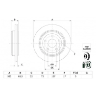 Тормозной диск BOSCH 0 986 479 G84 Jeep Grand Cherokee (WK, WK2) 4 Внедорожник 6.2 i V8 4x4 710 л.с. 2017 – 2025 FQYH 7H