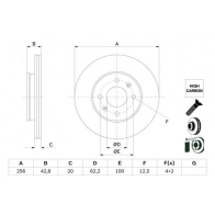 Тормозной диск BOSCH Kia Picanto (JA) 3 Хэтчбек 1.2 MPI 84 л.с. 2020 – 2025 Z F8QR82 0 986 479 G86