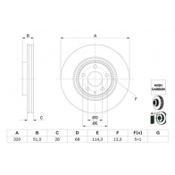 Тормозной диск BOSCH 0 986 479 H02 Mazda 6 (GJ, GL) 3 Универсал 2.2 D 184 л.с. 2018 – 2024 ZNP S6