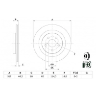 Тормозной диск BOSCH 0 986 479 H19 7W BQOP Lexus UX (A10) 1 Кроссовер 300e (KMA10) 204 л.с. 202004 – 2024