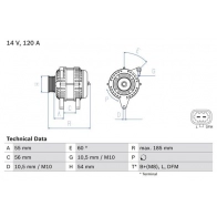Генератор Bosch Opel Corsa (D) 4 2006 – 2014 UI9GA8W 0 986 082 380 8 238