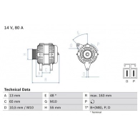 Генератор Bosch 827 1 EKDXZ7 0 986 082 710 Mazda 3 (BK) 1 Седан 1.6 105 л.с. 2004 – 2009