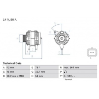 Генератор Bosch NX3V0 Peugeot Bipper Tepee 82 81 0 986 082 810