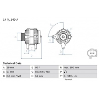 Генератор Bosch 82 84 0 986 082 840 Skoda Roomster M4Y9JE